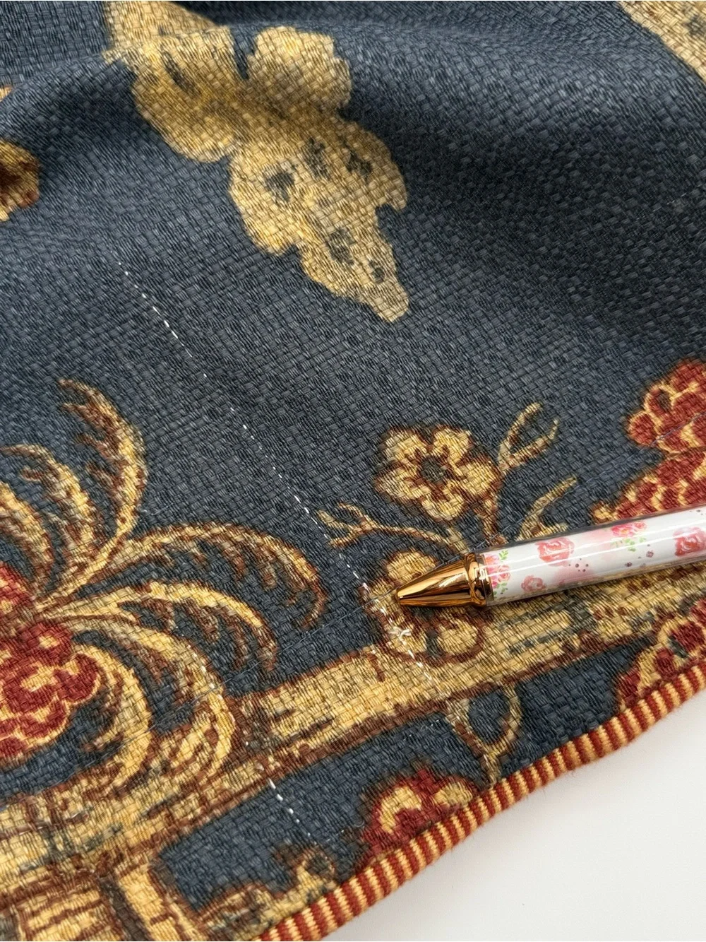 Silk Road Blue Cotton Jacquard Pillow Sham Chinoiserie Print 2 Standard/King
